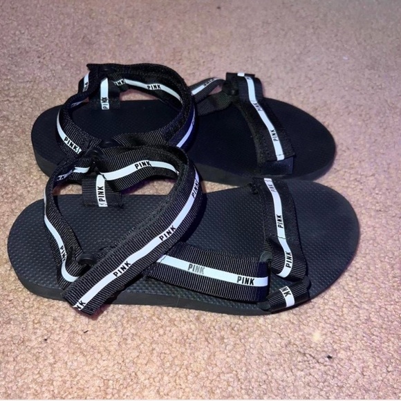 Victoria's Secret Black & White Sandals with Adjustable Straps - Picture 3 of 4